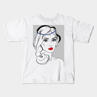 Beautiful Woman Line Drawing Kids T-Shirt